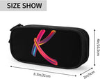 Pazacon Cute Initial Pencil Case for Kids Students, Large Capacity Pencil Pouch for Boys Girls, Letter Design Pencil Box Pen Bag Office Stationery Organizer, Rainbow Letter K