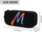 Pazacon Cute Initial Pencil Case for Kids Students, Large Capacity Pencil Pouch for Boys Girls, Letter Design Pencil Box Pen Bag Office Stationery Organizer, Rainbow Letter M