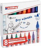 edding 360 whiteboardmarker set - diverse kleuren - 8 whiteboardstiften - ronde punt 1,5 - 3 mm - boardmarker uitwisbaar - voor whiteboard, flipchart, prikbord, memobord - sketchnotes - navulbaar