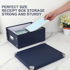 DLUGOPIS Checks Storage Box with Lid Document Boxes Banker Boxes Document Bin Foldable Cardboard Record Boxes For Business Pesonal Orangize Files 12"x10"x5"(Navy Blue, 1 pcs)
