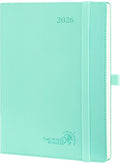 POPRUN 2026 Planner (Medium - 6.5'' x 8.5'') - 2026 Weekly Calendar ((Jan. 2026 - Dec. 2026) with Hourly Time Slots, Weekly/Monthly Appointment Book for Time Management - Leather Soft Cover - Green