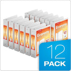 Cardinal Economy 3-Ring Binders, 2", Round Rings, Holds 475 Sheets, ClearVue Presentation View, Non-Stick, White, Carton of 12 (90641)