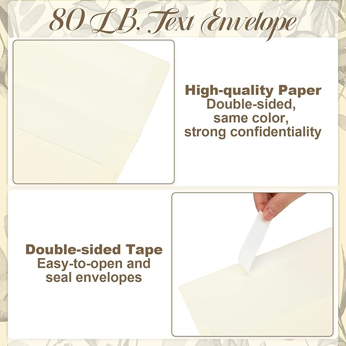Marspark 100 Qty #10 Natural Business Envelopes 80 lb 4-1/8'' x 9-1/2'' Peel Press Letter Size Envelopes Professional Mailing Printable for Security Office Use Home Mail