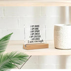 Positive Affirmations I Am Enough Desk Decor Acrylic Sign, Inspirational Gifts for Women Men, Motivational Desk Gadgets Table Top Cubicle Accessories Office Living Room Bedroom Decor