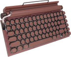 Adventurers Retro Typewriter-Style Mechanical Keyboard, 83 Keys, 75% Compact Layout, Bluetooth 5.0 and Wired, Hot-Swappable Blue Switch, White Backlit for Windows/Mac/iPad/PC/Laptop (Rosewood Red)