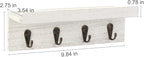 HRONRAD Rustic Key Holder for Wall, Farmhouse Wall Shelf with 4 Hooks, Wall Mounted Key Racks, Wooden Mail Organizer with Hooks for Entryway (White)