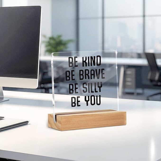 Inspirational Gifts for Women Men, Motivational Desk Decor Acrylic Sign - Be Kind, Positive Affirmations Decorative for Girls Bedroom Home Office, Appreciation Gifts for Birthday Christmas