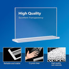 PUWTN Acrylic Sign Holder 6x4 - 6 Pack Clear Tabletop Sign Holder Horizontal Plastic Picture Frames, Double Sided T Shape Display Stand Vendor Booth Display Items for Store,Restaurants,Hotels,Office