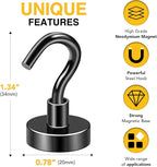 DIYMAG Garage Storage Hooks 10 Pack, 50lbs 2026 Cruise Cabin Ship Essentials Magnetic Hook Heavy Duty Strong Wall Mount Magnets Fridge for Classroom Wall Mount Kitchen Grills Black