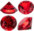 CLICK2GO 3” / 80 mm Red Diamond Shaped Glass Crystal Paperweight – Home Office Decor & Wedding Favors Decoration with Gift Box