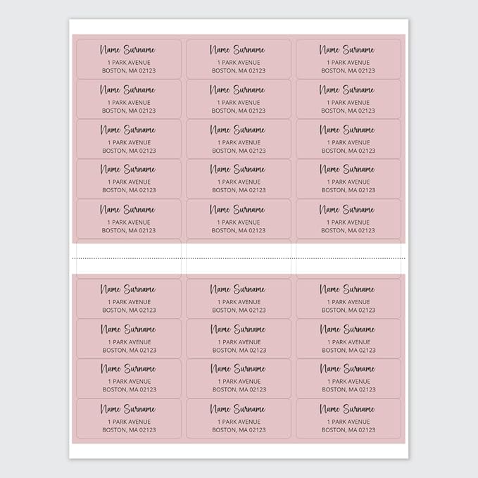 Dotty about Paper Personalized Blush Pink Colorblock - Return Address Labels x 100