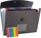 Nicfaec Expanding File Folder, 13 Pockets, Grey, Polypropylene