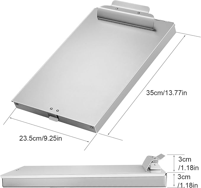 ZCZN Aluminum Clipboard with Storage, 6 Pack Recycled Metal Clipboard Box, Form Holder, Suitable for School, Office, Jobsite or Medical Staff, 9.25 x 13.78 Inches, Silver