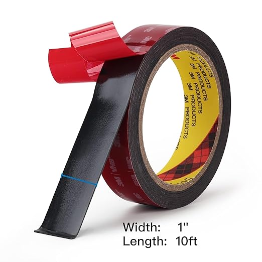 3M Double Sided Mounting Tape 2 Pack 5925 VHB 1" Width Black Foam Tape High Bond Waterproof Heavy Duty Strong Adhesive Tape Thick 0.025in Fastener Replace Décor Frame Logos