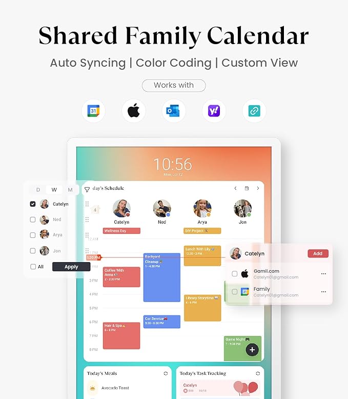 Cozyla Digital Calendar+ 2: 32’’ 4K Wall Planner Touch Screen Chore Chart Customize Dashboard Smart Electronic Calendar for Family Schedules Meal Planner Support Any Google Play App Wall Mount White