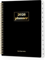 SUNEE 2026 Planner, Weekly and Monthly Calendar Planner, January 2026-December 2026, Daily Agenda with Tabs, Note Pages, Spiral Binding, 8.5"x11", Black