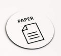 Round 3” Paper Recycling Sign | White Acrylic Sign - Laser Engraved Black Text & Paper Symbol | Signs for Recycling & Document Bin | Office & Home Waste Management
