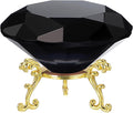 PATIKIL Diamond Crystal Paperweight, 80mm / 3.15" Crystal Paperweight Paper Weight with Gold 19 Metal Base for Home Office Desktop Table Decor Wedding Party Ornaments, Black