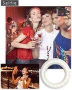 XINBAOHONG Selfie Ring Light Rechargeable Portable Clip-on Selfie Fill Light with 40 LED for Smart Phone Photography, Camera Video, Girl