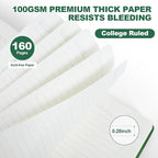 SUQJOY Lined Journal Notebooks for Writing, 100 GSM Thick Paper, 1 Pack Hardcover Notebooks, A5 College Ruled Notebook, Journaling Notebook for School/Travel/Office (Green- 1 Pack)
