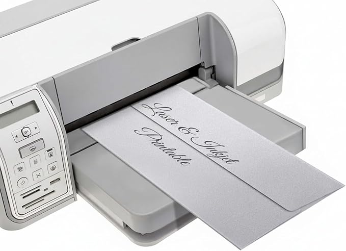 YooNotee 100 Count #10 Silver Metallic Business Envelopes, 80 lb, 4 1/8" x 9 1/2" Metallic Business Letter Size Envelopes, Peel & Press Square Flap, Printable for Professional Mailing and Office Use