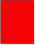 NextDayLabels - 8-1/2 x 11 Neon Color High Light Fluorescent Labels for Laser & Inkjet Printer (RED Fluorescent, 2.5" Round - 12 Per Page | 300 Labels)