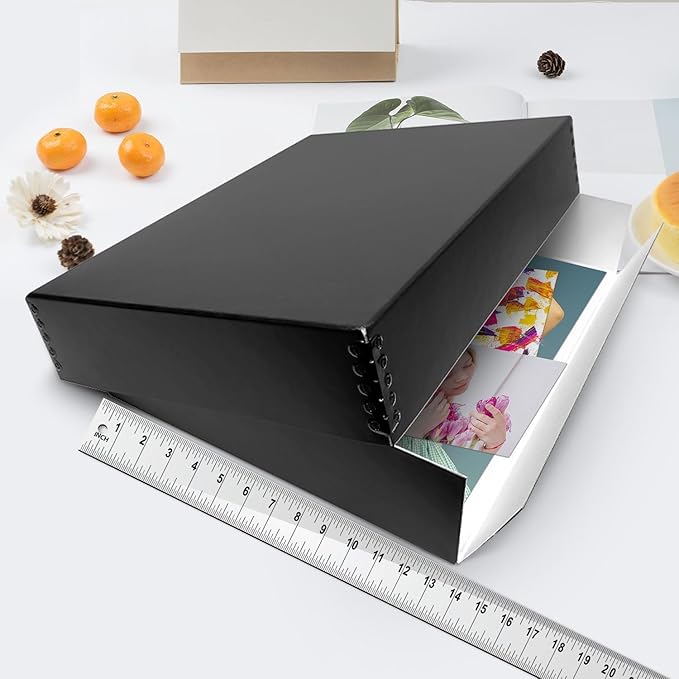 Lineco 13x19 Black Museum Storage Box, Removable Lid and Drop Front Design, 13.5 x 19.5 x 3 in Archival with Metal Edge, For Picture Longevity, Photos, Document, Crafts, Paper Art Print