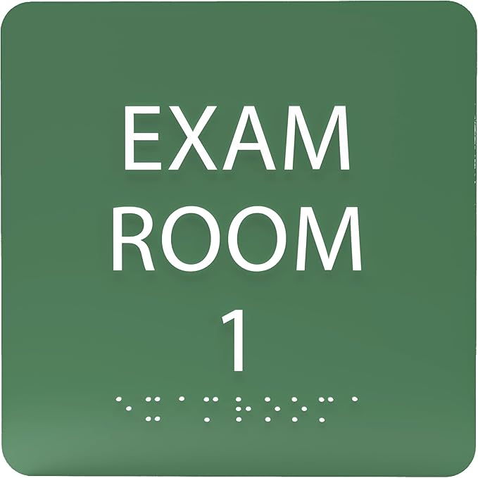 ADA CENTRAL SIGNS - 6" X6" Exam Room 1 Sign - ADA Compliant Tactile Graphics Grade 2 Braille Text Acrylic Wall Signs - Educational Institution Directional Assistance Test Center Door Sign for Schools