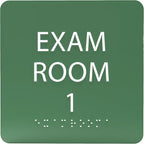 ADA CENTRAL SIGNS - 6" X6" Exam Room 1 Sign - ADA Compliant Tactile Graphics Grade 2 Braille Text Acrylic Wall Signs - Educational Institution Directional Assistance Test Center Door Sign for Schools