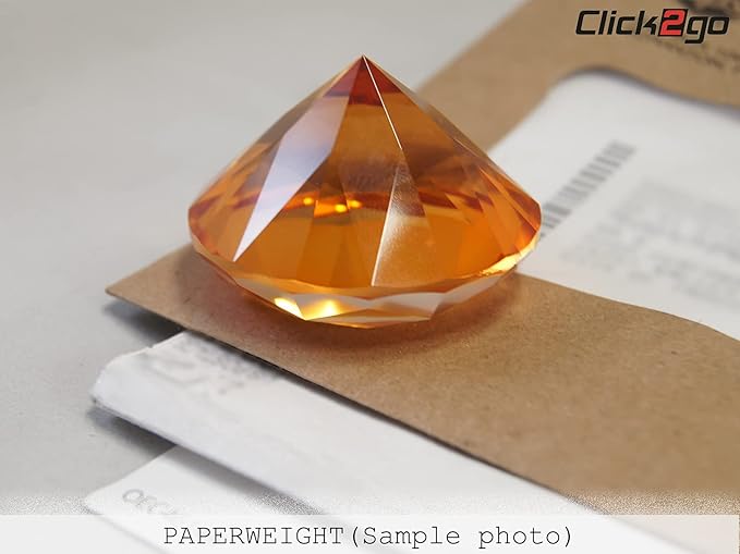 click2go 2” / 60 mm Diamond Shaped Glass Crystal Paperweight – Home Office Decor & Valentine's Day Gift Wedding Favors Centerpieces Decoration with Gift Box (Dark Purple)