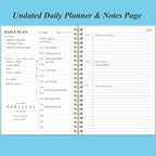 Daily Planner Undated - B5 To Do List Notebook Hourly Schedules, Spiral Appointment Planner for Women and Men, PVC Hardcover, Inner Pocket, Elastic Closure, 7" x 10", Blue Watercolor