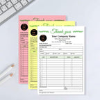 Custom Carbonless Sales Invoice Form Books for Small Business, Personalized NCR 3-Part Receipt Book with Carbon Copies, Cover Add Company Name, Address and Number Printed