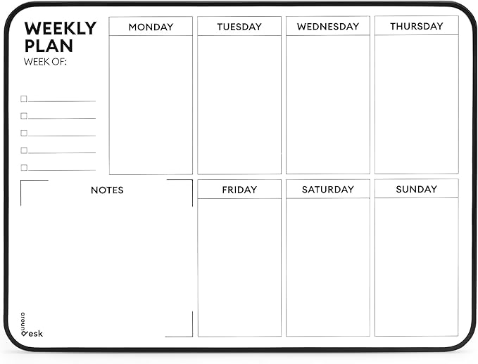 Aroundesk Double Sided Weekly Dry Erase Board with Stand 16"x12", to-do List White Board Calendar Dry Erase, Desktop Whiteboard Calendar, Schedule Board, Message Board, Menu Board for Home Office