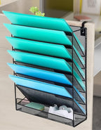 Delifox 7-Compartment Wall Mounted Hanging File Organizer Cubicle Wall File Holder Vertical Document Organizer for Office Home, Black