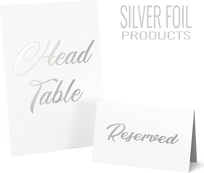 10 Pack Silver Reserved Table Signs for Wedding 3x4 Cardstock Reserved Seating Signs Double Sided Table Tent Reservation Card for Restaurant Receptions Celebrations Party - White with Silver Letters