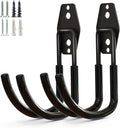 GeeWatom Garage Storage Utility Hooks，Garage Garden Tool Organizer，Steel Wall Mount Hooks, Large Garden U Hooks （2 Pack） (Type-2-Black)