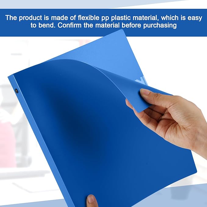 Henoyso 16 Pcs 3 Ring Binder 0.5 Inch Round Fits Letter Size 8.5'' x 11'' Paper Plastic Flexible Binder Bulk Holds 140 Sheets with 1 Pockets Versatile Organizer for Home Office School (Blue)