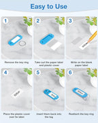 ttstar 40 Pack Key Tags Identifiers – Hexagon Design Key Rings with Labels, Multi-Color Plastic Keychain with Writable Window for Organizing Keys, Luggage, Pet Tags, Flash Drives