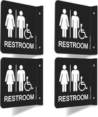 Faittoo Restroom Sign, Bathroom Signs, (4 Pack) 6 x 6 Inches Acrylic Sign, for Office or Business Bathroom and Toilet Door or Wall Decor, Indoor Outdoor Use (Men and women with Handicap)