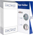 Niubee 11x14 inch Wall Mount Acrylic Sign Holder with Double Sided Adhesive Tape for Office, Home, Store, Restaurant, No Drilling - Vertical (6 Pack)