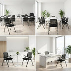 BLANEDUO, 2 Pack Stackable Conference Room Chairs with Paddle Folding Office Foldable Desk Chair Mesh Back and Arms for Conference Meeting Guest Reception Home Office Training Room Chair Black