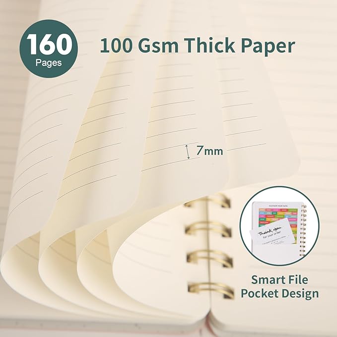 Spiral Notebook-5.75" x 8.125" College Ruled Journal with Inner Pockets and 160 Pages,PU Leather Cover Business Journal, Twin-Wire Binding Notebook Perfect for Office & Home School Supplies 2 pack NavyBlue/Green