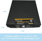 Lineco Folio Storage Box. Archival Clamshell with Metal Edge Boxboard, 11 x 14 x 1.75 Inches, Longevity Organize and Store Photos Documents Craft Cards Magazine Prints Wedding Dresses DIY, Black