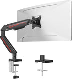 Fydeamer Monitor Arm for 17-35" Screens up to 24.2 lbs, Ergonomic Gas Spring Monitor Stand with Height Adjust, Tilt, Swivel & Cable Management, VESA Desk Mount with 2 Types of Installation, Black