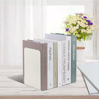 MSDADA Bookends, Book Ends for Book Shelves, Bookends for Office, Book Ends for Heavy Books,Metal Bookend Supports, Modern Minimalist Style Bookends, Milky White (4Pairs)