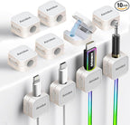 Magnetic Cable Clips Cord Organizer Holder,10-Pack Cable Management Cord Clips,Adhesive Phone Cable Wire Charger Cord Holder For Nightstand Desk Charging Cords Wall Car Desktop Office (10, white)