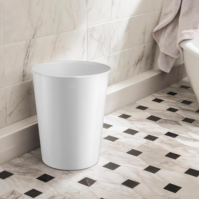 Monarch Abode Metal Bathroom Trash Can – Waste Basket for Bedroom, Office Desk, & Dorm, Handcrafted, Durable Decorative White Small Trash Can Bathroom Garbage Bin Wastebasket