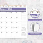 2026 Calendar - Calendar 2026 from January 2026 - December 2026, Wall Calendar 2026 with Thick Paper, 11.5" x 14.5", Purple