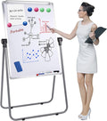 Dry Erase Board with Stand, Double Sided Magnetic Whiteboard, 24 x 36 Portable Height Adjustable White Board with Aluminium Frame