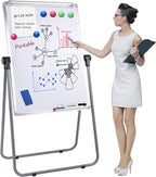 Dry Erase Board with Stand, Double Sided Magnetic Whiteboard, 24 x 36 Portable Height Adjustable White Board with Aluminium Frame